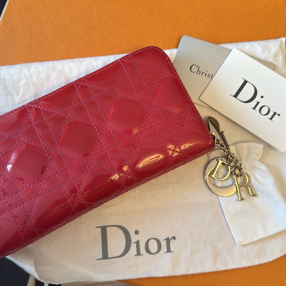 Dior Red Patent Leather Wallet